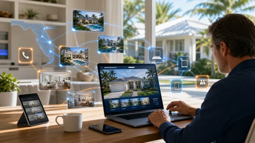 Florida seller reviewing a live MLS listing source record connected to public listing displays and inquiry signals